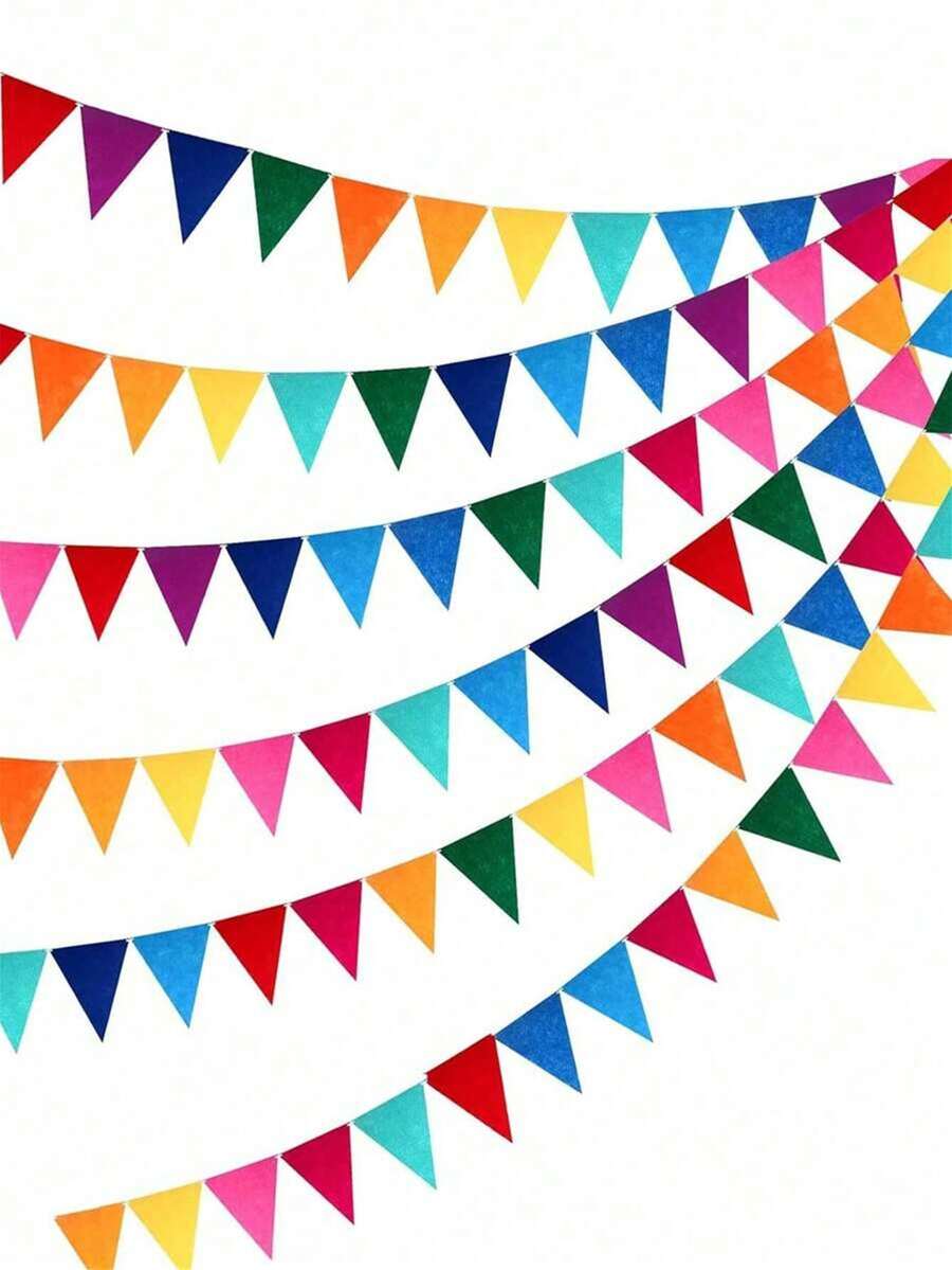 1set Bright Rainbow Flag Banner Garland, Playful Design Multi-Color Felt Flag, Perfect For Birthday Parties, Weddings, Graduations, Homecoming, Celebrations, Rainbow Party Decorations, Room Decor, Home Decor - Multicolor - View 1