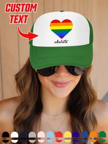 Șapcă de baseball personalizată imprimabilă cu text/nume, 1 buc., cu imprimeu floral al lunii mândriei, pălărie unisex pentru șofer de camion, potrivită pentru petrecere, festival, aniversare