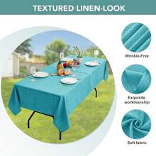 LUSHVIDA Outdoor Tablecloth With Umbrella Hole - Patio Table Cloth Zippered Rectangle 60x84 Inch, Faux Linen Table Cover Water Resistant For Picnic Outside, Natural Color