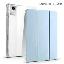 [2024 Neues Produkt] Tab M11 Dreifach-Faltbare transparente Schutzhülle Kristallklar Military-Rade TPU Dreifach-Faltbare Hülle | 360° Unendliche Verstellbarkeit Ständer Magnetischer Stiftschlitz | Dreifacher Schutz gegen Verbiegung
