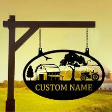 1 PC Personalized Metal Farm Sign, Custom Every Farm Sign, Large Farm Sign, Farmville Metal Sign, Farm Gate Sign - Black - View 3