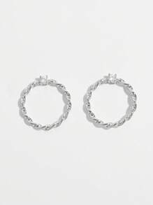 1 par de pendientes de aro de plata de ley 925 con giro minimalista y elegante, adecuados para uso diario, citas, fiestas, bodas y como regalo