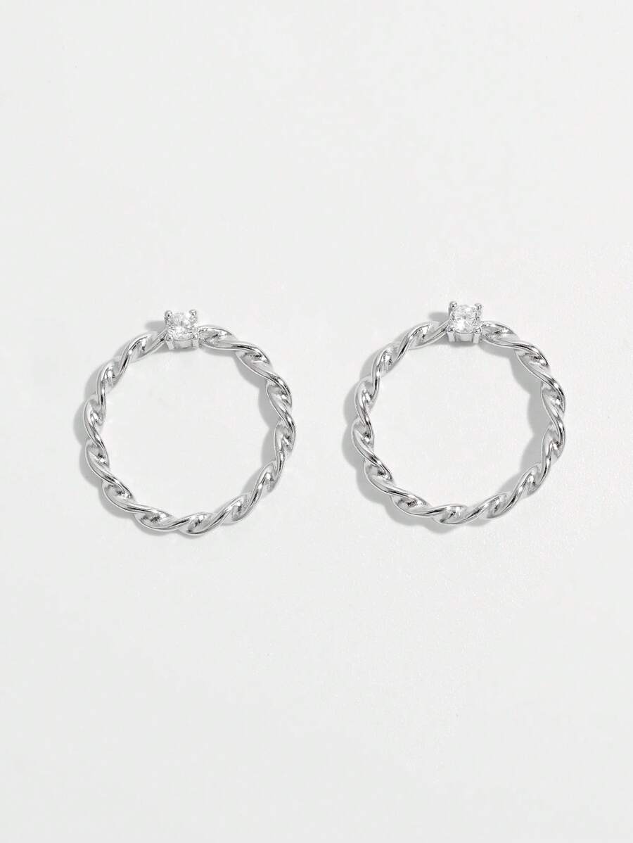 1 par de pendientes de aro de plata de ley 925 con giro minimalista y elegante, adecuados para uso diario, citas, fiestas, bodas y como regalo