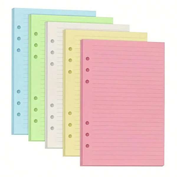 50pcs A5 Colorful Refill Paper, 6-Hole Loose Leaf Notebook Inserts For Binders, Journals & Planners - Daily Office Supplies School Supplies,Back To School