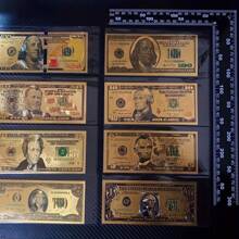 Creative PVC Dollar Gold Foil Crafts Collection Decoration Gift 1 Piece Props Commemorative Banknote 1 Piece Handmade, Creative Interlocking Toys, Toys For Adults And Teenagers, Needlework, Blue Blind Box Classroom Kpop Stickers