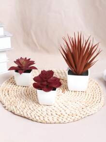 Conjunto de 3 macetas con suculentas simuladas, combinación de verde y rosa, plantas artificiales miniatura falsas para jardín, escritorio, habitación, ventana, regalo de inauguración de casa, decoración de arte, decoración de oficina, boda