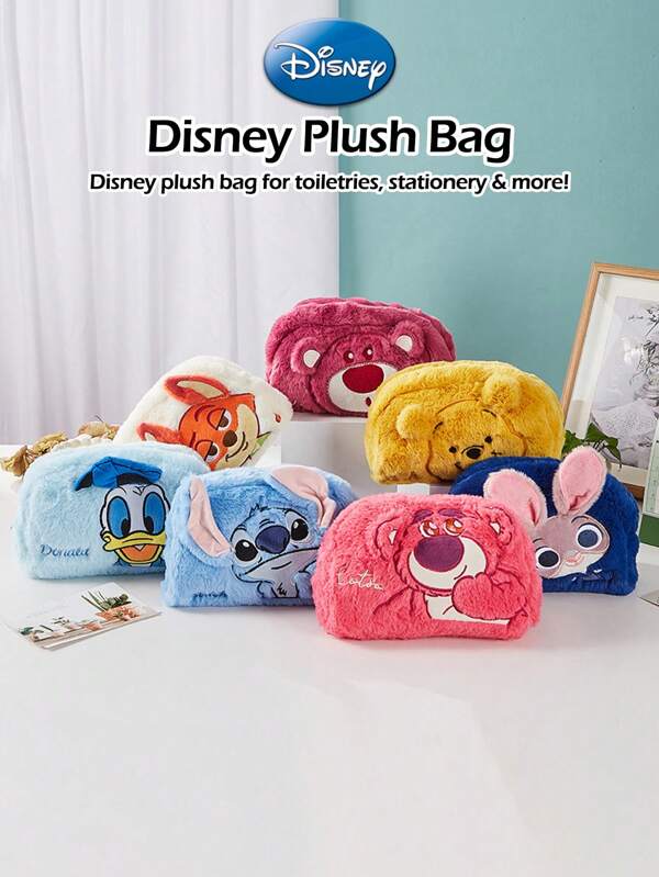 Disney Disney Cute Cartoon Stitch Cosmetic Bag, Women Large Capacity Makeup Toiletry Organizer, Children Student Stationery Storage Plush Pouch