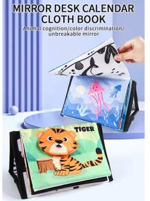 1 pièce Miroir bébé Jouets pour nourrissons 0-6 mois, développement cérébral avec livre en tissu froissé, jouets bébé haute contraste 6-18 mois garçons filles activité sensorielle tummy time