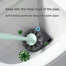 1 pieza Cepillo de baño con diseño tierno de lechón y pollito, juego de cepillos de limpieza montados en la pared con ángulos de limpieza, herramienta de limpieza de baño y retrete, cepillo de retrete de limpieza profunda mágica