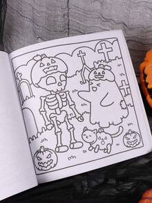 1本幽灵氛围涂色书：适合成人和青少年，拥有可爱的幽灵角色和轻松的场景，有助于缓解压力。万圣节、亡灵节或圣诞节生日的完美礼物，适合学校用品、返校季