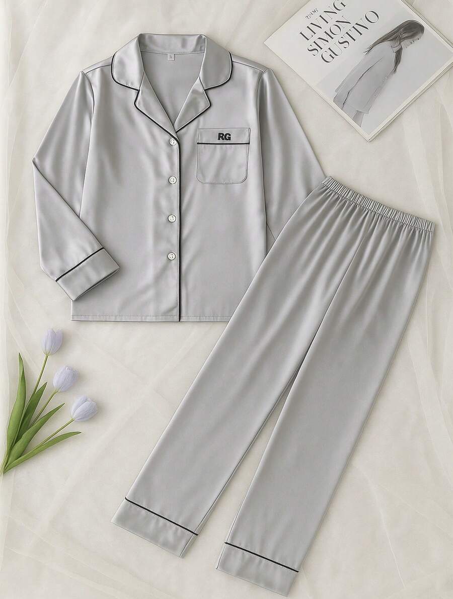 Conjunto Pijama De Mujer Satin 2 Piezas Fresca Y Comoda