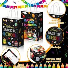 24 piezas/12 piezas/6 piezas/1 pieza Bolsa de regalo con asas de regreso a la escuela, con estampado de autobús escolar negro y lápiz, bolsa de papel para fiesta de regreso a la escuela, regreso a la escuela, Día del Maestro, regalos de Acción de Gracias para maestros y estudiantes, suministros escolares, regreso a la escuela, artículos escolares esenciales