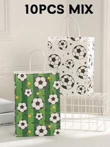 6/10/12/24 chiếc Túi quà tặng giấy tiệc theo chủ đề bóng đá 21*15*8cm, Túi xách có quai xách bằng giấy Kraft đựng kẹo, quà tặng, bao bì tiệc thể thao - Nhiều màu - Xem 13