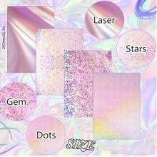 12 Sheets Holographic Cardstock, 250gsm/92lb Metallic Paper Glitter Shiny Iridescent Mirror Paper Thick Card Stock Paper For Crafts, Card Making, Scrapbook Supplies(Pink) - A4 - View 2