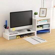 Computer Monitor Stand Riser, Desktop Organizer Shelf For Keyboard Storage, Office Desk Space-Saving Accessory