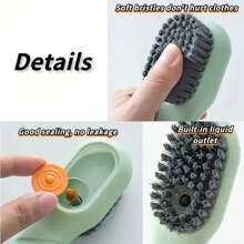 1pc Multi-Function Automatic Spot Shoe Brush Soft Hair Hand Pressure Hanging Hole Suitable For Clothing Carpet Plastic Handles - 白色 - 查看 6