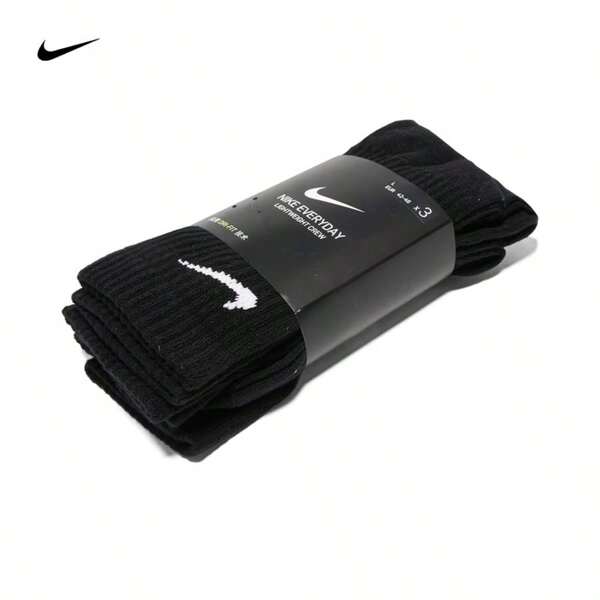 Nike 3 Pairs Nike Unisex Black Crew Socks, Athletic Training Running Fitness Socks, Versatile Casual Wear SX7676-010