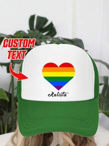 Șapcă de baseball personalizată imprimabilă cu text/nume, 1 buc., cu imprimeu floral al lunii mândriei, pălărie unisex pentru șofer de camion, potrivită pentru petrecere, festival, aniversare