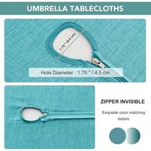 LUSHVIDA Outdoor Tablecloth With Umbrella Hole - Patio Table Cloth Zippered Rectangle 60x84 Inch, Faux Linen Table Cover Water Resistant For Picnic Outside, Natural Color