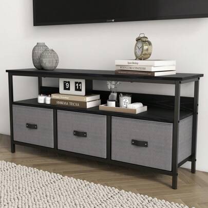 Dresser TV Stand,3 Drawers TV Stand,Entertainment Center With Storage,55 Inch TV Stand For Bedroom Small TV Stand Dresser With Drawers And Shelves,TV