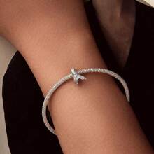 WOSTU 1 buc 925 Sterling Silver Cubic Zirconia Simple Star Moon Fish Tail Charm Mărgele pentru femei Antioxidant Bijuterii Fit Original Brățară Bijuterii DIY - Argint - Vizualizare 4