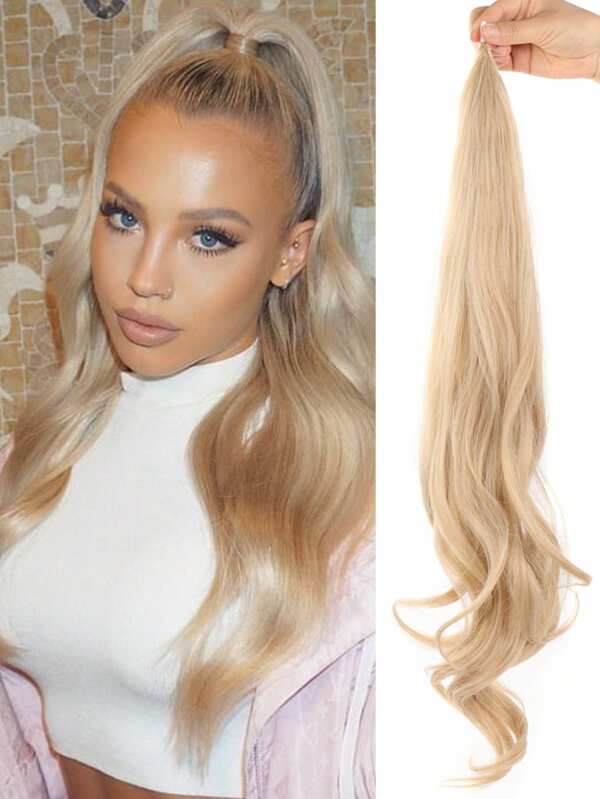 1 pieza Extensión de pelo de cola de caballo sintética de 32 pulgadas de largo, rizada, flexible, para envolver alrededor, extensiones de cabello rubio, marrón, negro para mujeres, accesorio de peluca de cola de caballo falsa de uso diario