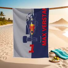 1pc Racing Car Design Beach Towel - Extra Large Quick Dry Ultra-Fine Fiber With F1 Race Car Pattern - Tropical Style Pool, Camping, Swimming Travel Essentials, Holiday Gift, Beach Accessories