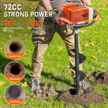72CC Newly Upgraded Post Hole Digger Gas Powered, 2 Stroke Auger Post Hole Digger With 2 Drill Bits (6" & 8") + 1 Extension Rod For Planting - Ideal For Farm & Garden - Orange (72 CC) - Multicolor - View 8