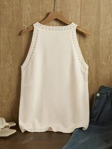 Women's Fashionable, Elegant, Minimalist Solid White Fabric Camisole, Suitable For Summer Daily Wear