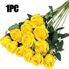 30pcs Artificial Yellow Rose Flowers, Fake Roses For DIY Wedding Bouquet, Table Centerpiece, Bridal Shower, Valentine's Day Decor - Dark Yellow - View 9