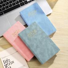 1pc A6 Size 2026 English Planner Book, 155 Sheets/310 Pages Daily Planner, Covering Jan 2026 To Dec 2026, PU Leather Soft Cover Notebook, Color Side Month Index, Applicable For Holiday Gifts, Birthday, And Daily Life Recording, School Supplies, Back To School