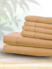 6-Piece Bed Sheet Set – Twin/Full/Queen/King Sizes | Soft Microfiber | Deep Pocket Fitted Sheet | Cooling, Wrinkle-Free, Summer And All-Season Comfort | Includes 1 Flat Sheet, 1 Fitted Sheet, 4 Pillowcases - 麥片 - 查看 2