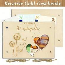 Emballage de cadeau d'argent en bois avec motif de pissenlit, comprend une ficelle. Emballage créatif de cadeau d'argent, convient pour les festivals, les anniversaires, les mariages, les cadeaux de mariée, la rentrée scolaire.
