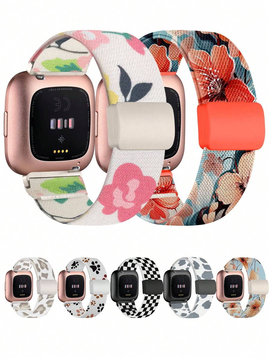 أربطة مطاطية متوافقة مع أربطة Fitbit Versa 2/أربطة Fitbit Versa 2 للسيدات/أربطة Fitbit Versa، مع إبزيم مغناطيسي، أربطة ساعة ذكية من نايلون ناعم ل- Fitbit Versa 2/Versa/Versa Lite/SE - ل- Versa 2 - مشاهدة 1