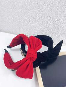 1 件时尚面料花卉水钻蝴蝶结头带，巴洛克宽带头饰，简约而独特的设计，打造完美发型，非常适合拍照，适合居家、郊游、派对、婚礼和各种场合，蝴蝶结配饰，女士发带头带，发饰，发箍