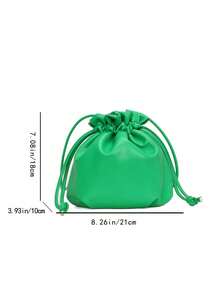 Women's Casual Crossbody Bag, Fashion Colorful Drawstring Fortune Pouch Bucket Bag - Green - View 3