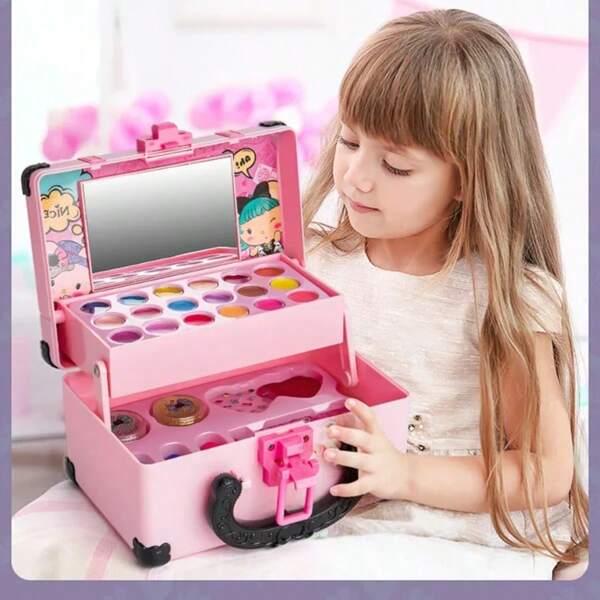 Children Makeup Cosmetics Pretend Playing Box Princess Make Up Girl Toy Play Set Lipstick Eye Shadow Kit Toy Kid