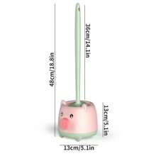 1 pieza Cepillo de baño con diseño tierno de lechón y pollito, juego de cepillos de limpieza montados en la pared con ángulos de limpieza, herramienta de limpieza de baño y retrete, cepillo de retrete de limpieza profunda mágica