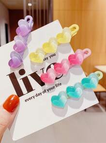 2pcs/6pcs Of Heart - Shaped Hair Clips For Ladies. They Come In Various Colors. They Can Be Given As Small Gifts To Besties Or Sisters To Convey A Lovely Girly Heart. Both And Adults Can Wear Them. ,Hair Accessory, Claw Clips, Hair Slide, Hair Claws