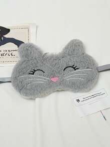 Cute Cartoon Cat Design Plush Sleep Eye Mask, Fashionable