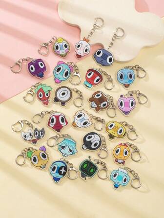 1 pièce Porte-clés acrylique mignon, thème de jeu vidéo du monde de Dandy, grosse tête violette. Ornement de sac à dos/accessoires de sac/accessoires de sac d'école/pendentif de sac/cadeau d'ami, accessoires de voiture, charm de sac à dos pour l'école, gothique Y2k