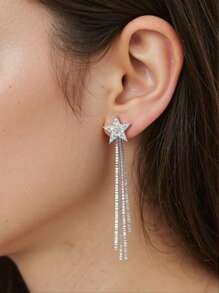 1 par de pendientes de aro exagerados para mujer con lazo de circonita incrustada, accesorios elegantes de mujer, de alta gama, para uso diario, un regalo