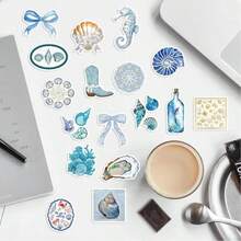 50 Pieces Of Beach And Coast Cowgirl Stickers - Marine Life Stickers With Blue Coral, Shells, Starfish, Crabs, Seahorses, Cowgirl Boots - Used For Scrapbooks, Journals, Laptops School Supplies,Back To School - Coastal Cowgirl - View 6