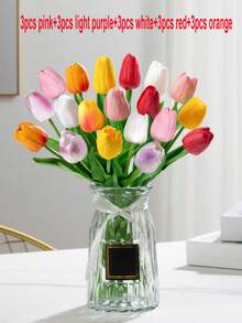 15pcs 13inch Artificial Tulip Flowers, Fake Plants - Multicolor - View 18