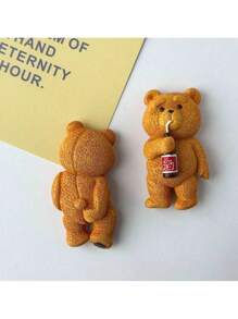 1/2 件树脂熊冰箱贴，可爱装饰冰箱贴，适用于办公室、厨房、白板、储物柜、洗碗机、家居装饰，可作为送给朋友和家人的礼物