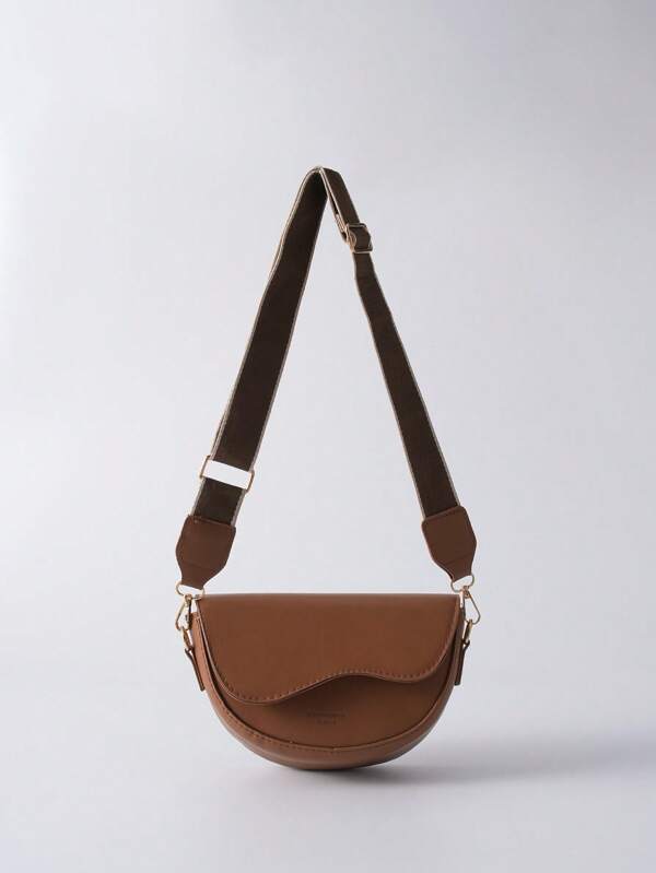 Women's Vintage Shoulder Bag Shaped Bag, Satchel Bag With Wide Strap Saddle Bag, Versatile Handbag