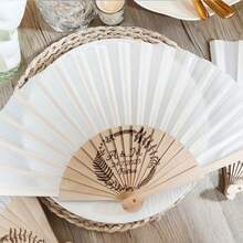 Personalized Engraved Wedding Hand Fan, Customized Wooden Handle Fabric Folding Handheld Fan, Party Favor Guest Gift, Sage Green, Bulk Pack - Multicolor-xYBSZ1 - View 8