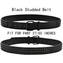 Studded Metal Punk Rock Belt With Bright Pyramid Rivets - Màu đen sang trọng - Xem 7