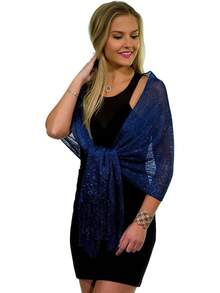 Evening Shawls And Wraps, Metallic Glitter Women's Shawls, Sparkling Wedding Shawl - Xanh nước biển1 - Xem 4