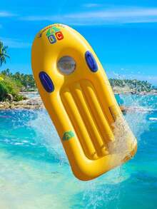 1 件充气浮床，加厚 PVC 材质带手柄，经典黄色/粉色/蓝色简约字母设计充气泳池浮床，适用于户外泳池、沙滩、水上派对、浮垫、浮筏